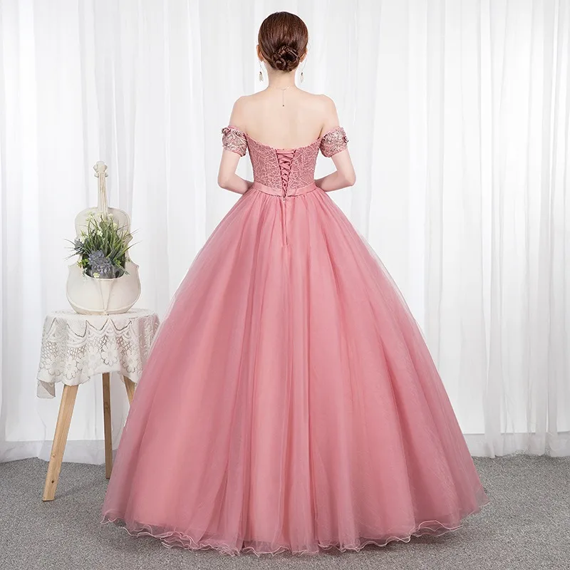 Robe de mariée et robe de soirée brodée pour femmes, asymétrique épaule dénudée, à la mode, amincissante, fil coloré, jupe bouffante, longue, 2026