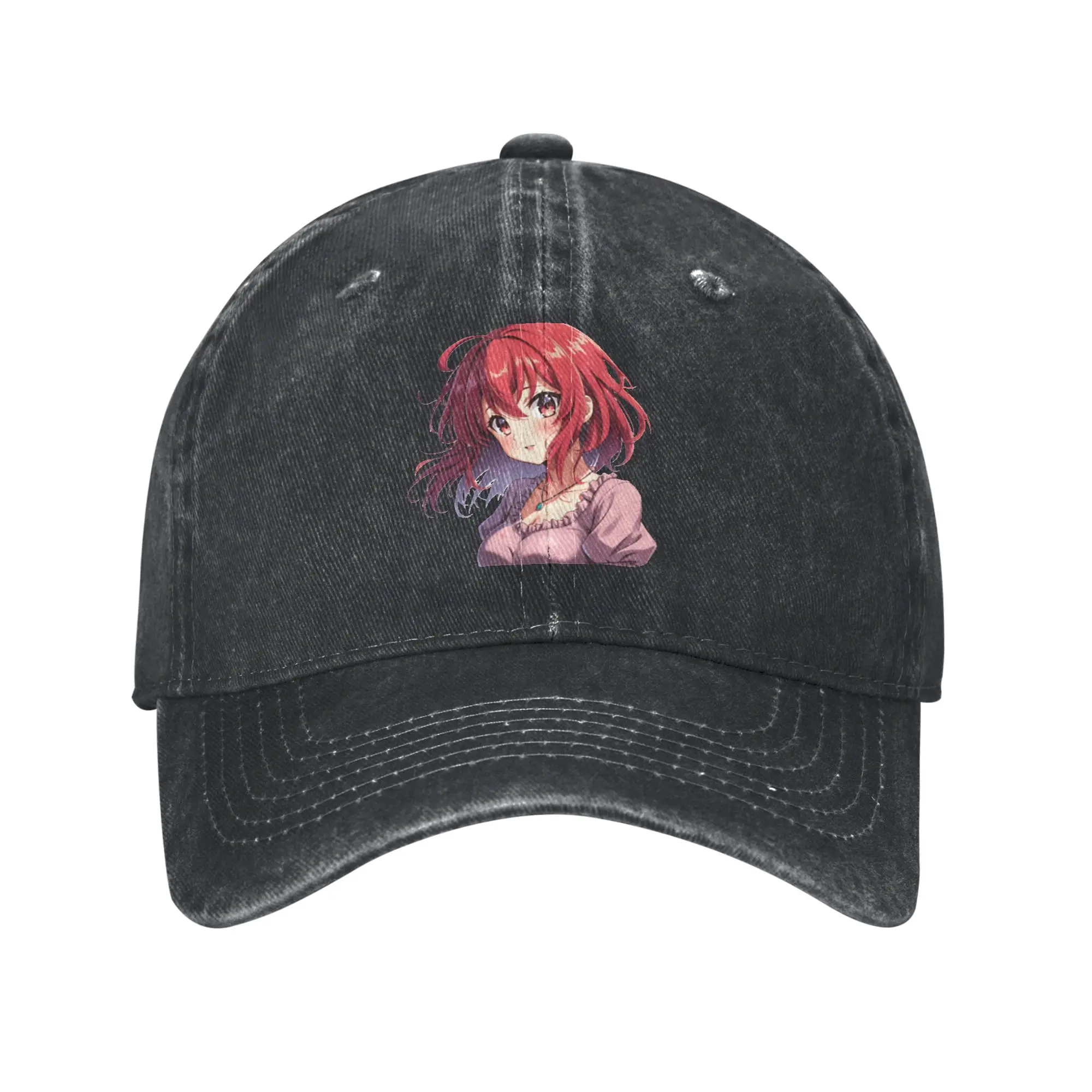 Anime art  cute anime girl with red hair  Fashion Baseball Cap  Portable Women's Caps  Party Gathering Women's Caps