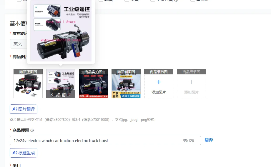 

12v24v electric winch car traction electric truck hoist