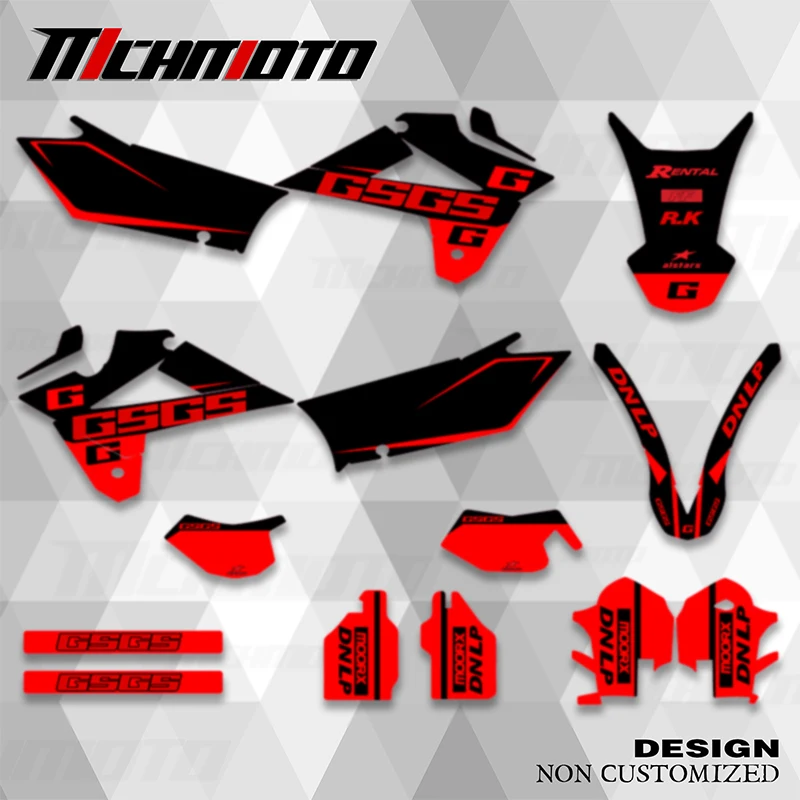 MCHMFG Full Graphics Decals Sticker Kit For GASGAS GAS GAS EC 125 250 300 350 450 2007 2008 2009 Number Name Backgrounds Custom