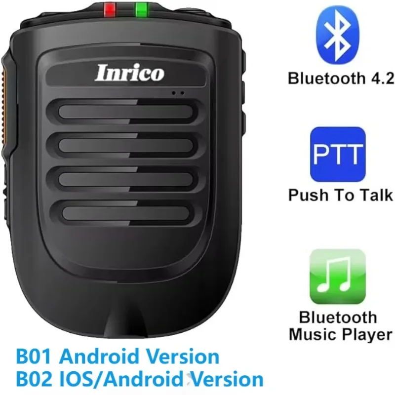 Inrico Wireless PTT Microphone B01 B02 Wireless PTT Button Zello MIC Button Speaker for iOS/Android Version Phone EU/US plug