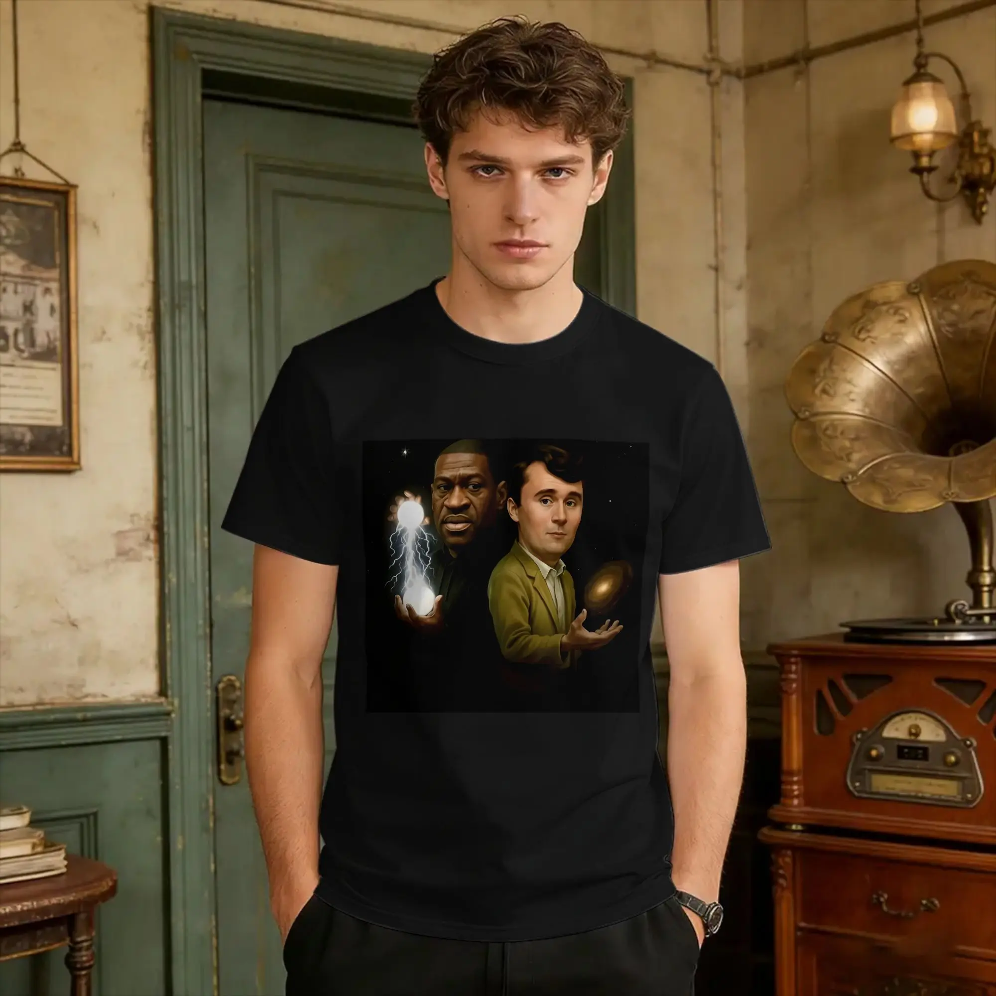 George Floyd And Charlie Kirk Wizard  T Shirt Men Saint George Y2K Fun T Shirts Summer O Neck Harajuku Tee Shirt Oversized Tops