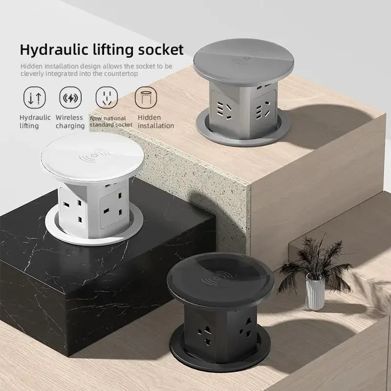 Lifting Sockt Desk Power Automatic Pop Up Socket US UK AU Universal Plug Adapter USB Type-c Wireless Charge ,Hidden,built-in