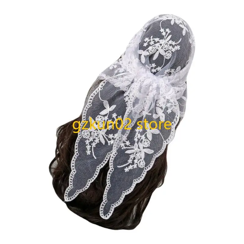 

KXRB Fashion Triangle Scarf Flower Headband Bandana Headband Lace Head Scarf Elegant Scarf Shawl Head Accessories for Women