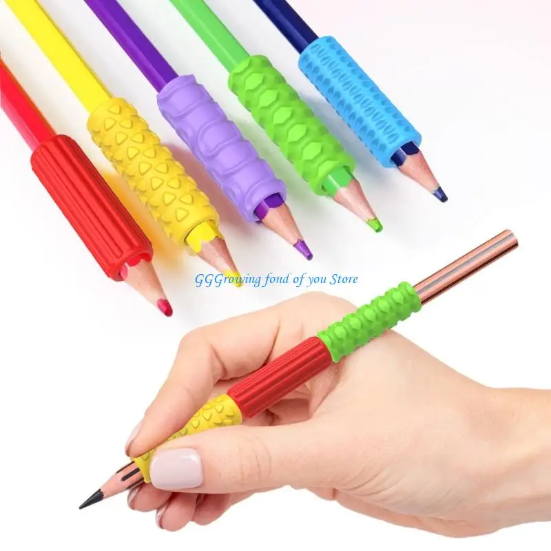 H9EB Soft Pencil Cushion Grips أنماط عشوائية غير سامة من الإغاثة من تعب اليد للطلاب للطلاب