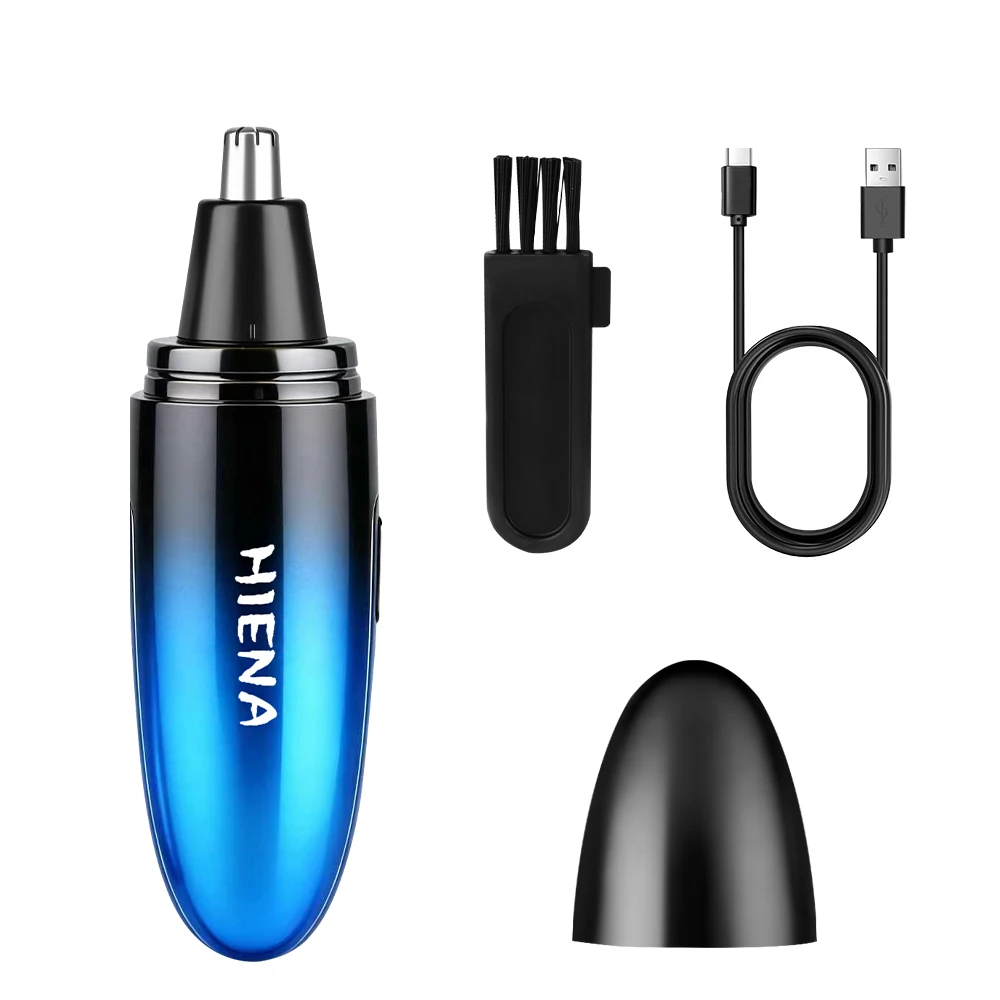 HIENA Portable Nose Ear Hair Trimmer Rechargeable Waterproof Dual Edge Blade Electric Nose Hair Remover For Men Daily Personal