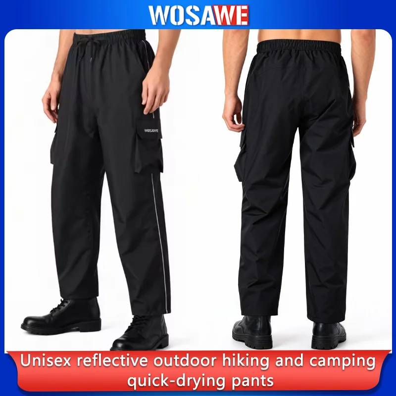 WOSAWE  Waterproof Motorcycle Trousers Unisex Motorcycle Rain Pants Reflective Outdoor Hiking Climbing Camping Quick Dry Pants