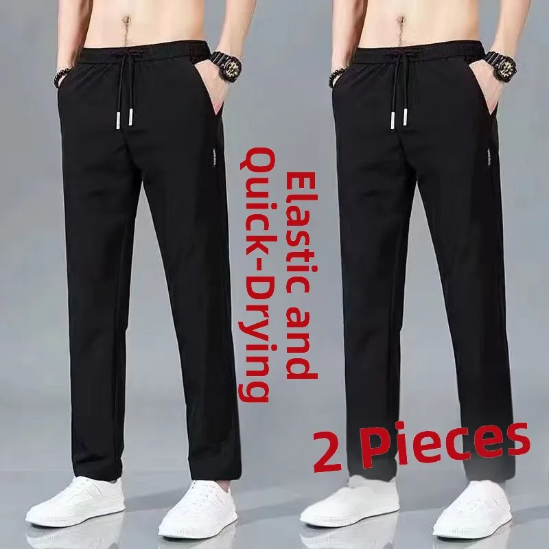 

Cheap Ice Silk Loose Straight Leg Thin Breathable Work Pants for Men Wear Resistant Dirt Resistant Construction Site Casual T...