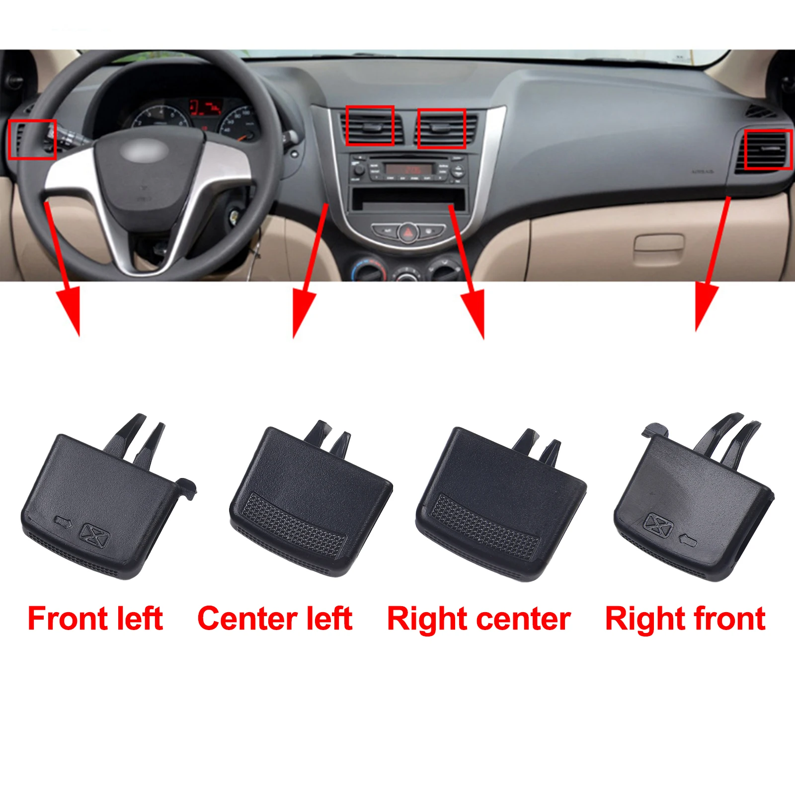 

4pcs/set A/C Air Vent Grille Tab Clip 974600U000B1A1 974100U0004XA2 For Hyundai For VERNA For SOLARIS Electrical Equipment