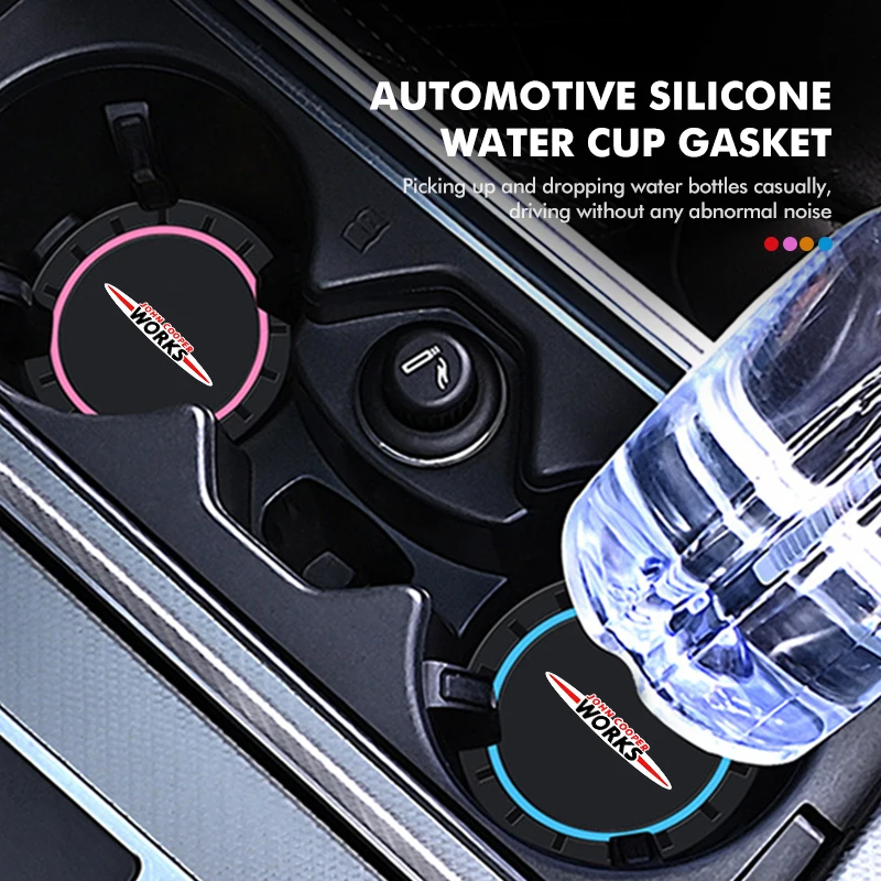 2Pcs Car Silicone Coaster Anti-Slip Water Cup Drink Mat For MINI R60 F56 R56 F54 F57 R70 JCW John Cooper Works