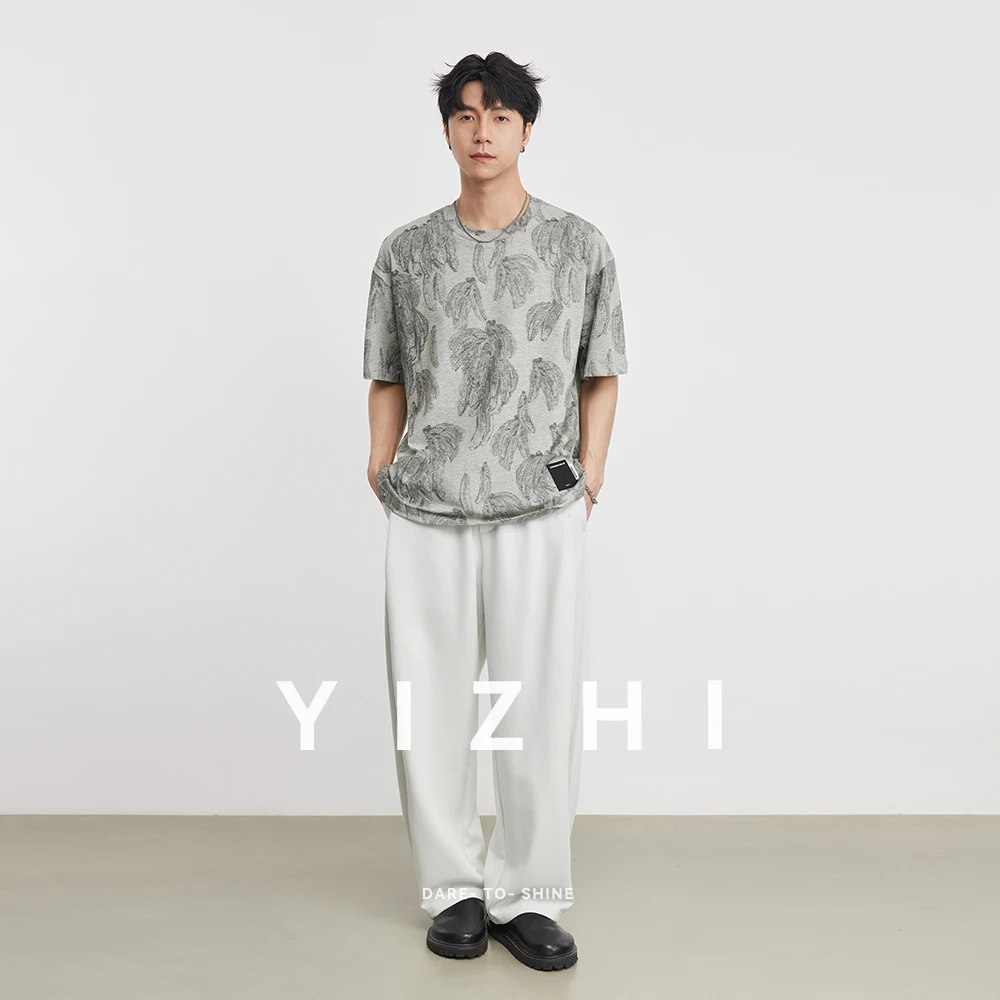 Men's Vintage Pure Cotton Banana Print Crew Neck Short Sleeve T-Shirt 2026 Summer New Design Versatile Casual Tee