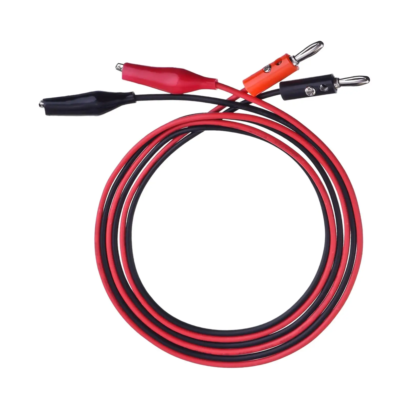 قابس الموز إلى خط اختبار الطاقة بمشبك التمساح، 2 قابس باللونين الأحمر والأسود إلى مشبكين، بطول 1 متر