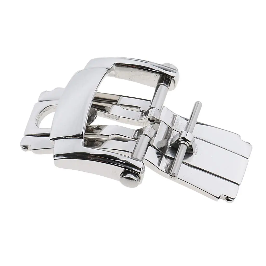 Elegant Stainless Steel Deployment Clasp for 18mm Leather Straps