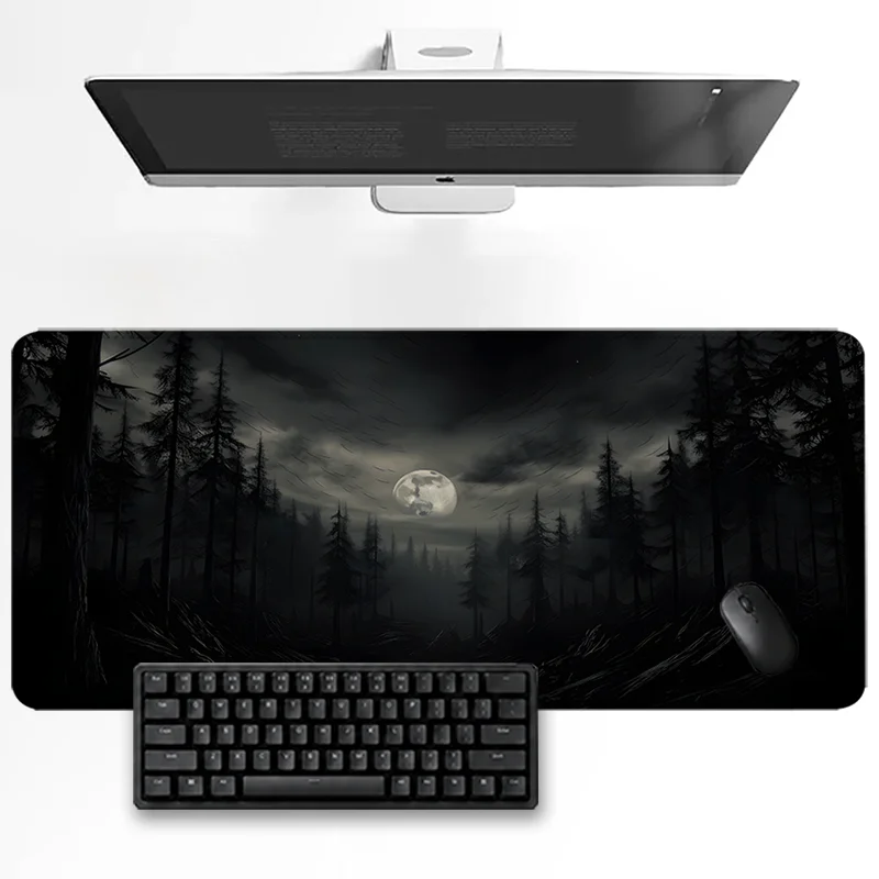 Fantasy Dark Forest Playmat Gaming Mouse Pad Non-slip Rubber Base 35x60 MTG Desk Mat Washable Pads for Game & Office Room Decor