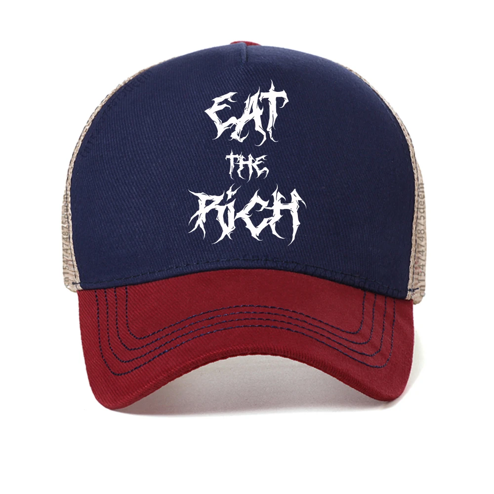 

EAT THE RICH print baseball cap Casual Fashion Harajuku Men's sun hat outdoor summer women's mesh Breathable snapback hats