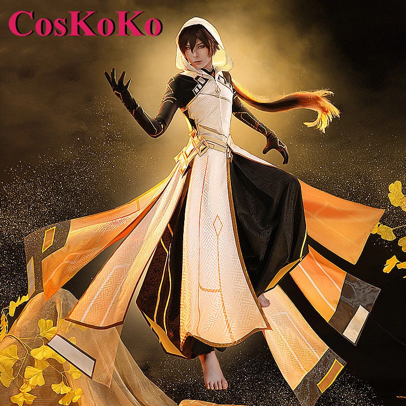 CosKoKo Zhongli Cosplay Anime Game Genshin Impact Costume God Suit Handsome Uniform Full Set Halloween Role Play Clothing New