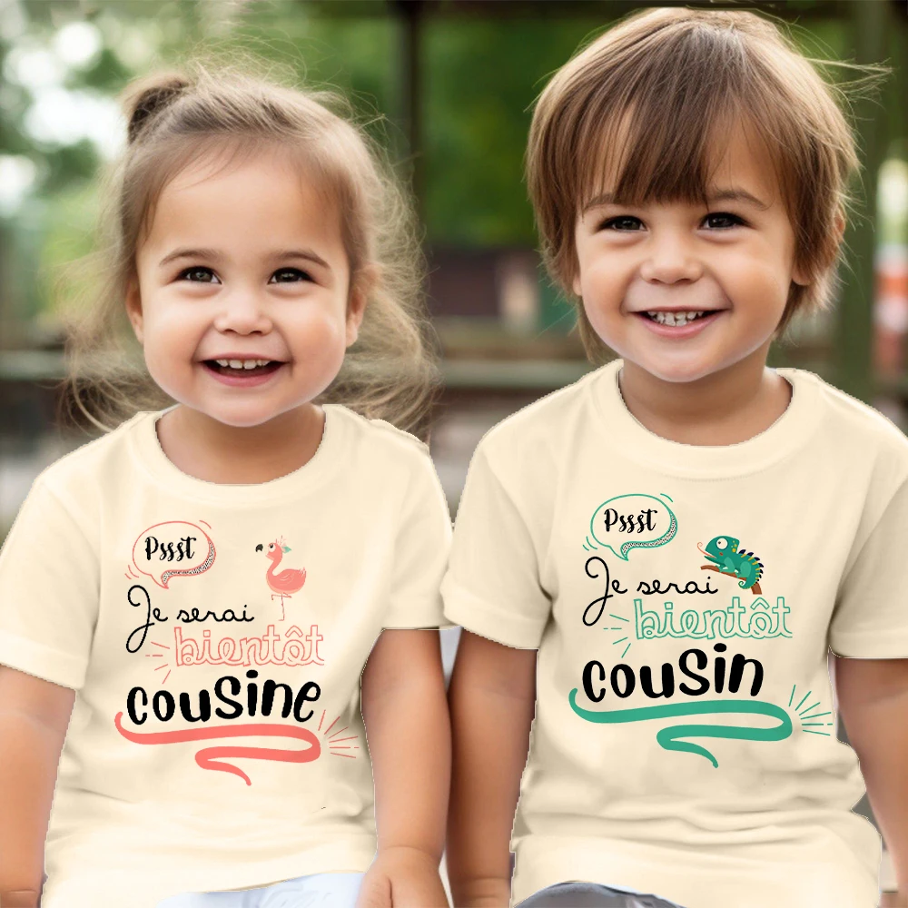 

I Will Soon Be A Cousin Printed Kids Shirt Baby Announcement Boys Girls T-shirt Child Summer Tee Toddler Short Sleeve Retro Tops