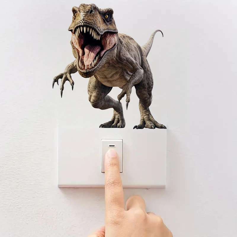 3D T-Rex Dinosaur Sticker, Water-proof Home Wall Decal, Used for Switch, Bathroom, Cabinet, Door,Toilet, Car, Laptop