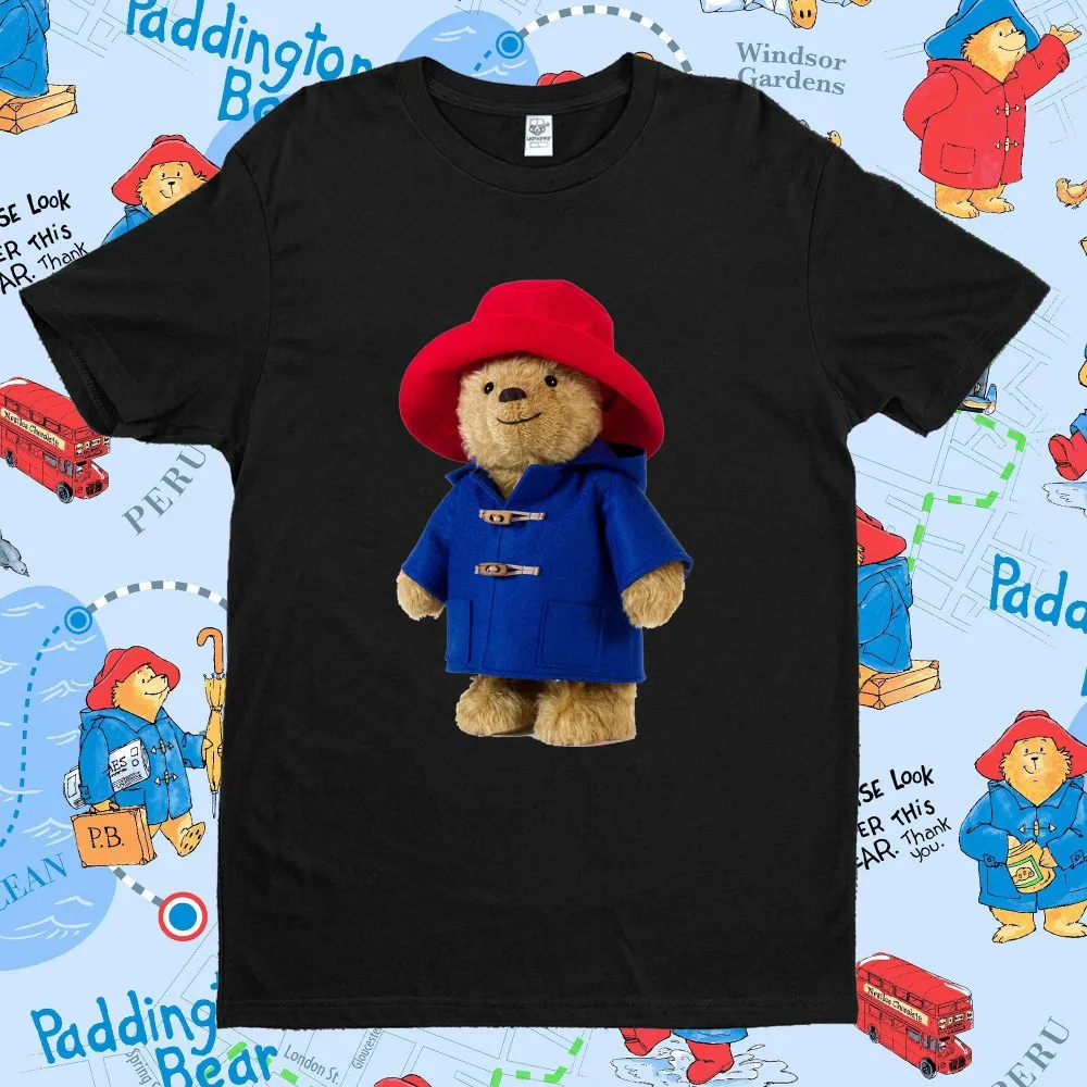 Paddington Bear in Londo TShirt Cartoon Graphic Shirt Pure Cotton Breathable Unisex Streetwear Tee Summer Clothes for Women Tops