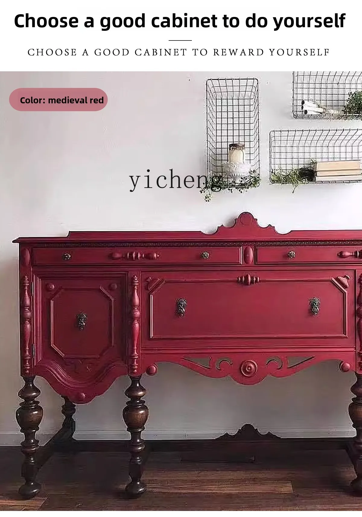 LSL American Vintage Solid Wood Entryway Simple French Retro Living Room Entryway Console Decorative Cabinet