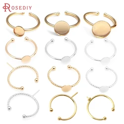10PCS 18K Gold Color Brass fit Cabochon Beads Round Trays Bezels Base Rings Settings High Quality Diy Jewelry Making for Women