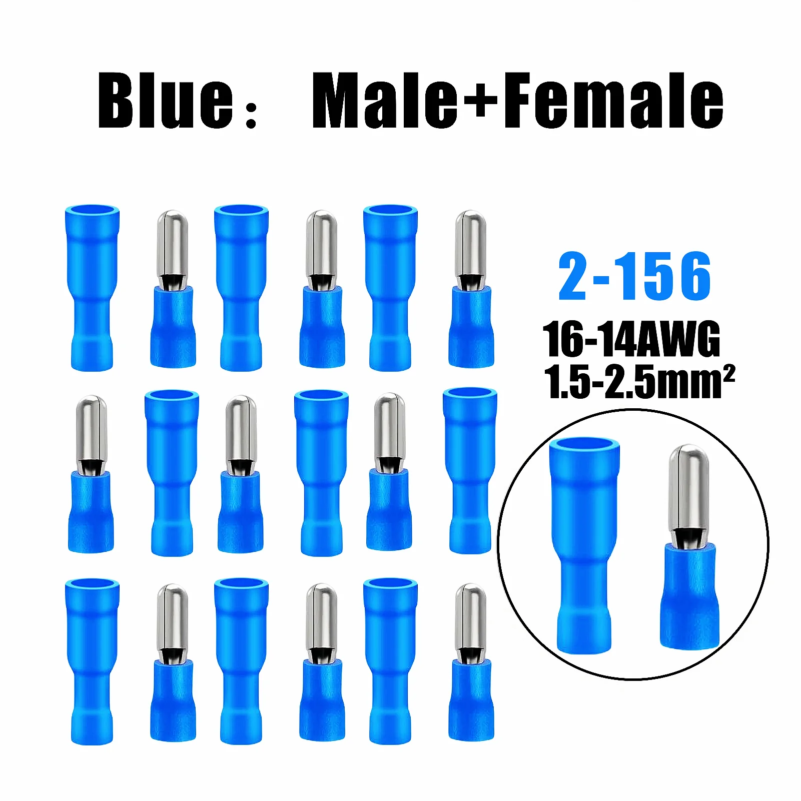 160/80/60 stuks Bullet Butt Connectors, volledig geïsoleerde PVC Quick Splice elektrische krimpterminal voor auto's, boten, industrie