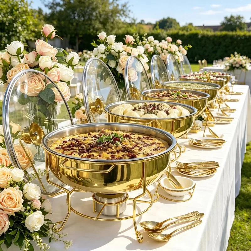 Elegant Glass Insulation Pot Food Heater Buffet Tray Luxury Lid Insulation Hotel Other Hotel Supplies