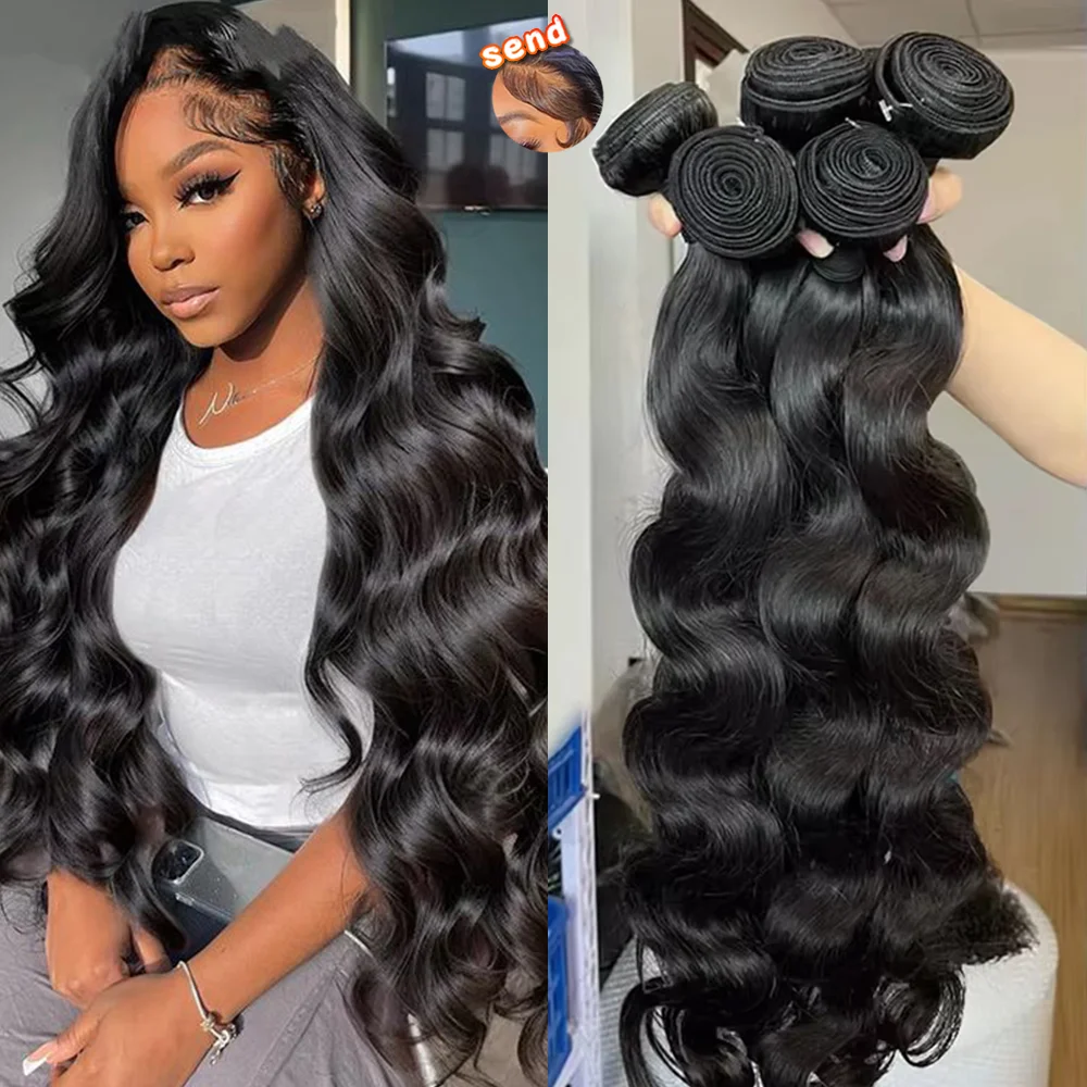 30 Inch Body Wave Bundels Echt Haar 1 3 4 Stuks Braziliaans Remy Onbewerkt Ruw Echt Haar Bundels Weefsel Extensions Voor Vrouwen - afbeelding 1