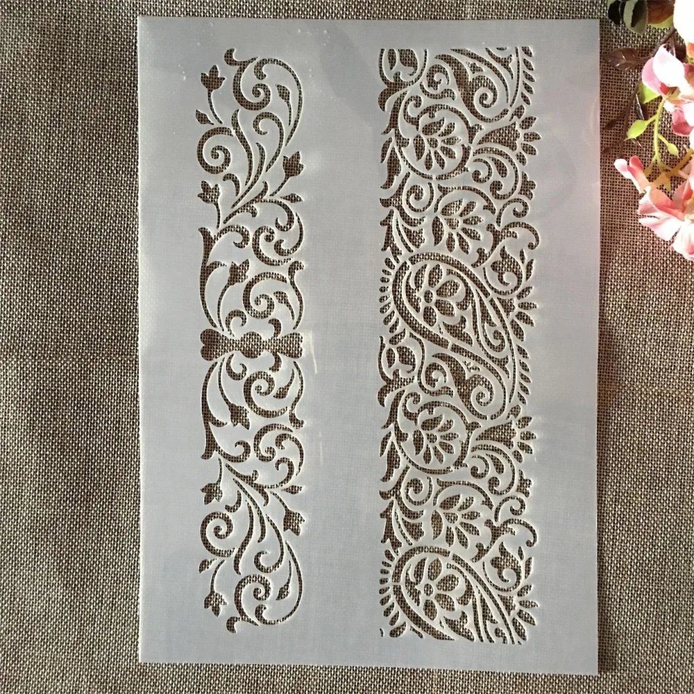 

A4 29cm Edge Floral Decor Lines DIY Layering Stencils Painting Scrapbook Coloring Embossing Album Decorative Template