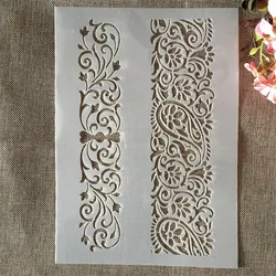 Plantillas de capas para decoración Floral de bordes, plantilla decorativa para pintar álbumes de recortes, para colorear y grabar en relieve, A4, 29cm