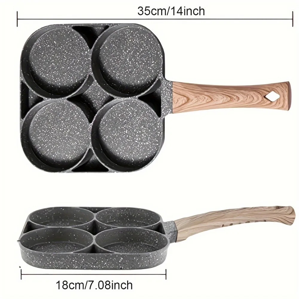 

Multi Functional 4-Hole Non Stick Pan Frying Chicken Rolls Eggs Dumplings And Steak - Very Suitable For Induction Cooking