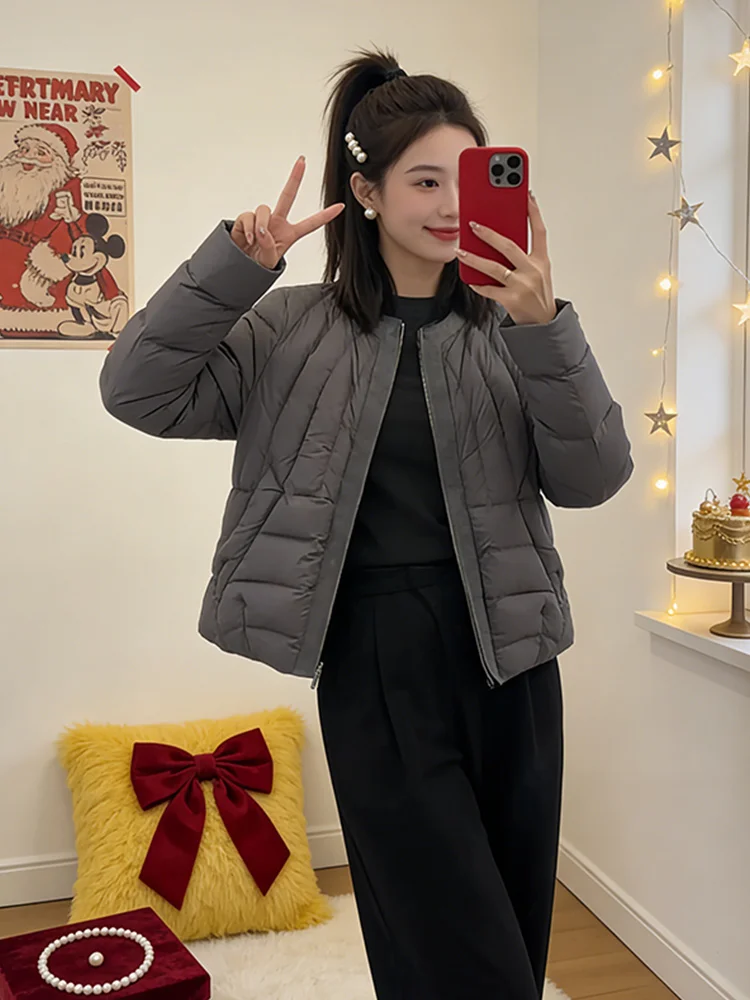 

Премиум-куртка женская утепленная, теплая, в корейском стиле, свободного кроя, для повседневной носки, однотонная, на молнии