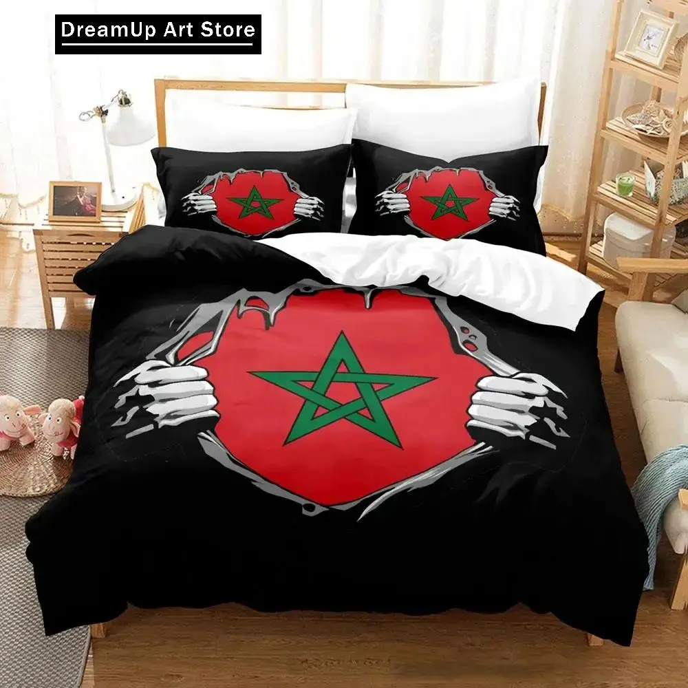 3D Print Morocco Flag Bedding Set Boys Girls Twin Queen Size Duvet Cover Pillowcase Bed Kids Adult Fashion Home Textileextile