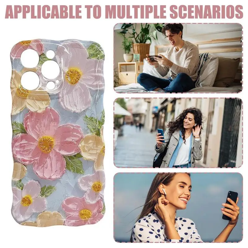 Etui na telefon Kolorowe Retro Malarstwo olejne Kwiat Ochronne etui na telefon Urocza kręcona ramka TPU Etui ochronne na telefony komórkowe