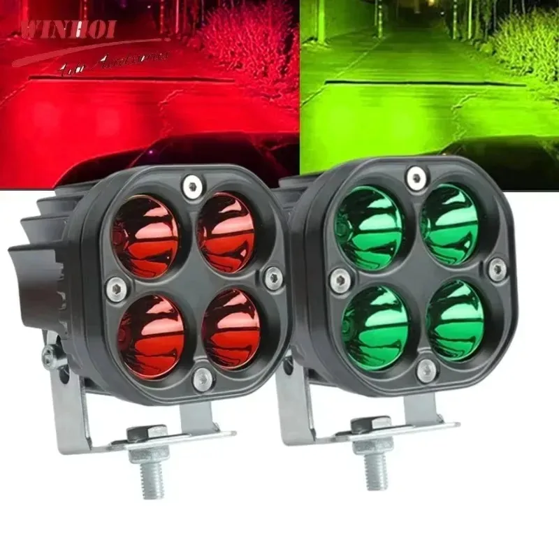 1/2/4Pcs 4x4 Offroad Car Truck 12V 24VQualit Red Green LED 3 Inch 40W Square Work Light Bar Spotlights Driving Fog Headlights
