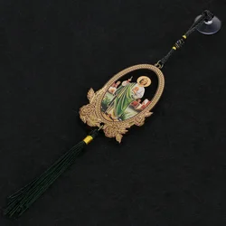 Random Color St.Jude Pendant Wooden Catholic Patron Saint Jude Charms Tassel Fringe Car Hanging Ornament Jewelry Accessories