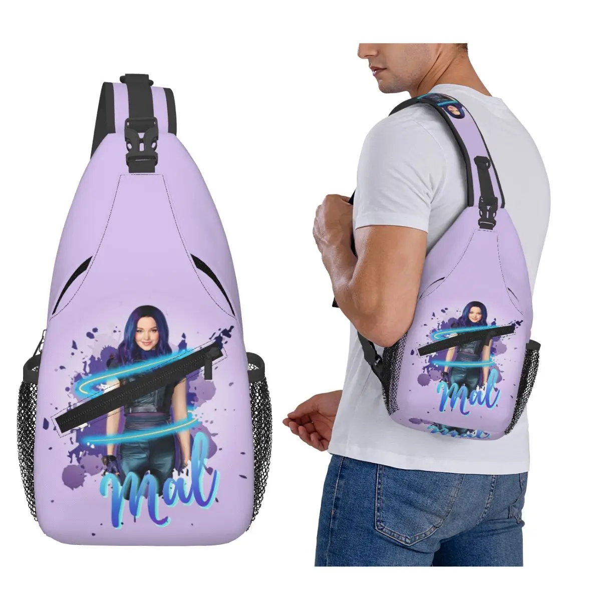 

Mal - Descendants 3 Chest Bag Men Sling Crossbody Backpack Chest Bag Travel Hiking Daypack Shoulder Bag