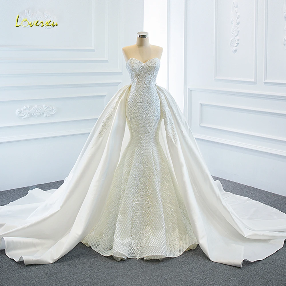 

Loverxu Mermaid Wedding Dresses 2024 Sweetheart Strapless Appliques Vestido De Novia Detachable Train Elegant Robe De Mariee