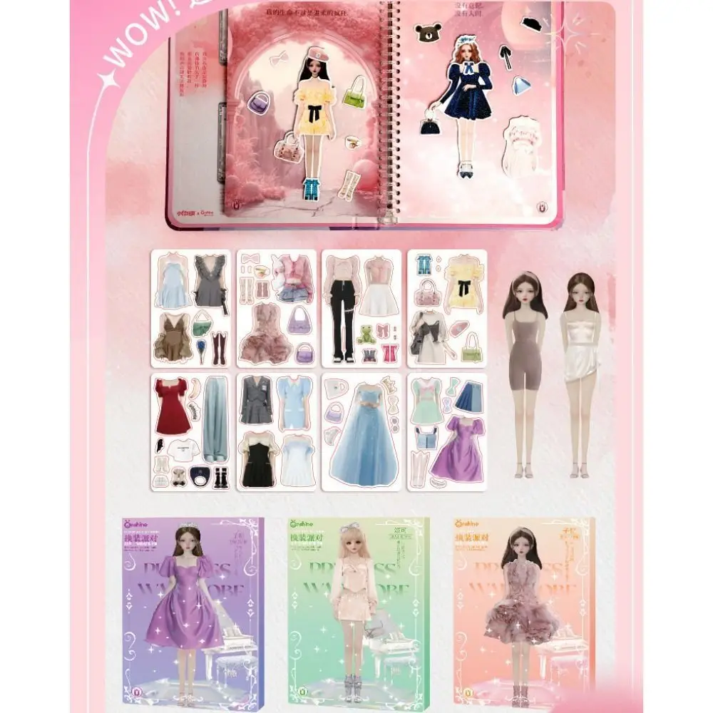 No Cutting Paper Doll House Girl DIY Toy Handmade Paper Doll Quiet Book Princess Sparkling DIY Cute Princess Book