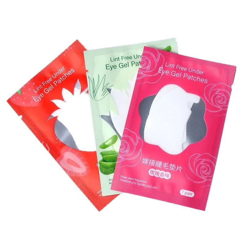 Novo 50 pares de remendos de fragrância de rosa cílios sob almofadas de olho lash remendos de extensão de cílios dicas de olho adesivo envolve ferramentas de maquiagem