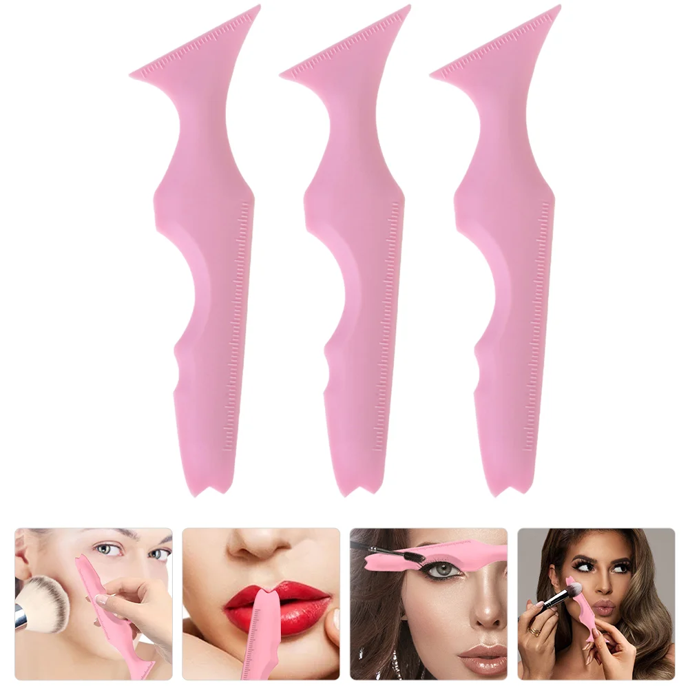 2 Pcs Pouch Makeup Tools Silicone Beauty Ruler Eyebrow Pencil Eyeliner Eyeshadow Template Guide Stencil