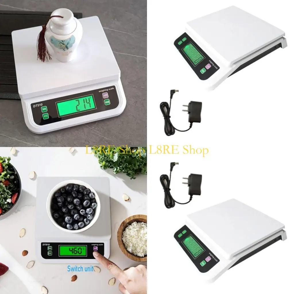 L8RE Measuring Scale 30kg/1g Digital Weighing Scale Cooking Measurement Tool Plastic Texture for Baking and Meal Preps