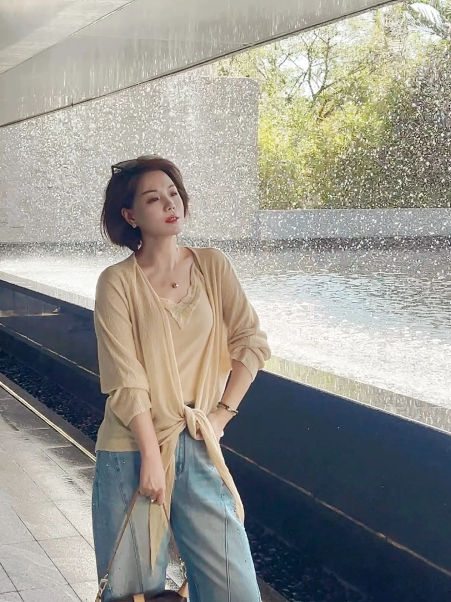 

Женский вязаный кардиган, новинка весна-лето, асимметричный, открытый, комплект из двух предметов, мягкий, с длинными рукавами, V-образный вырез