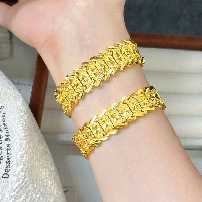 

Настоящий браслет золотого цвета Kt18 для мужчин, отец, братан, свадьба, помолвка, изысканный браслет, ювелирные изделия, не выцветает