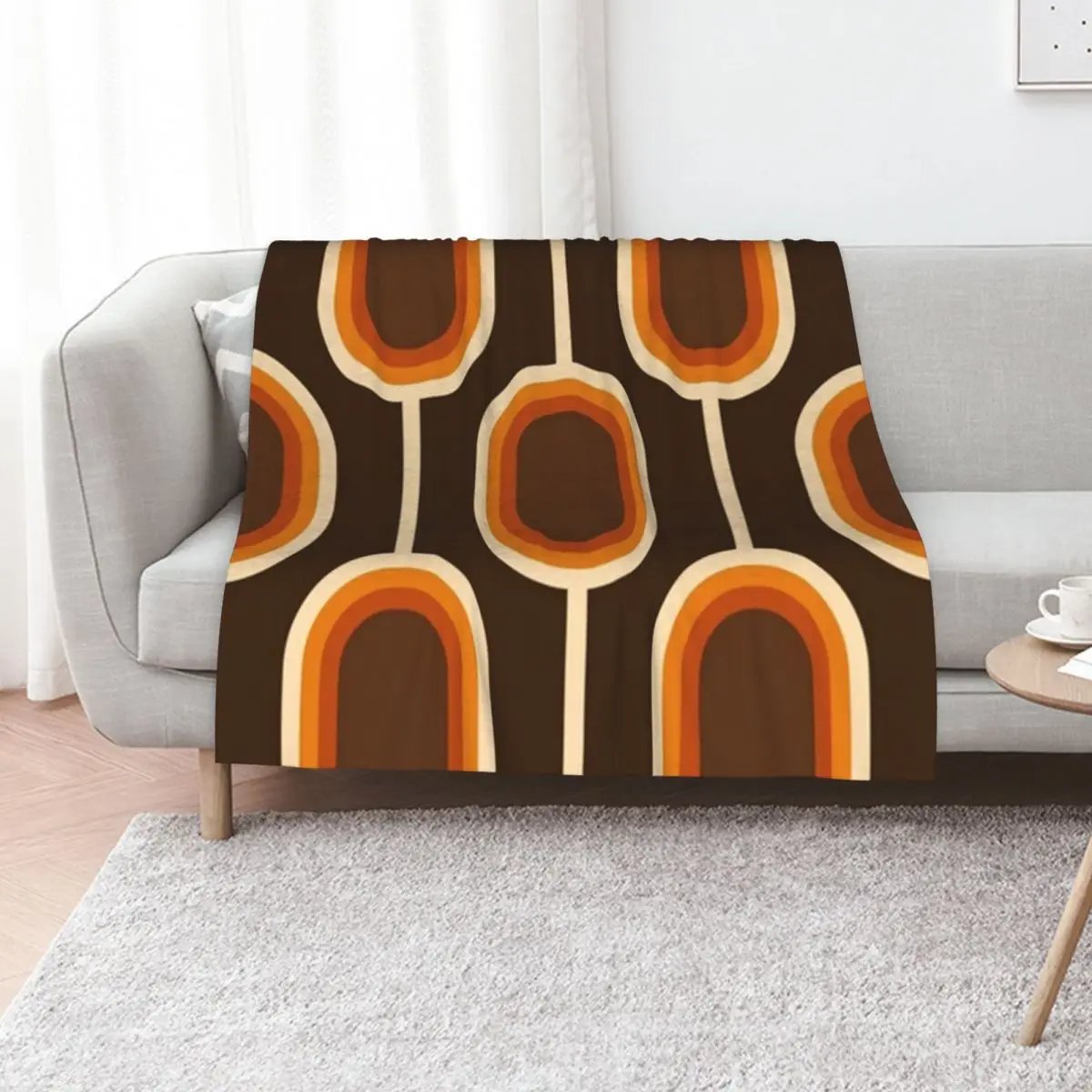 70s Pattern Orange and Brown Connected Nodes Throw Blanket Moving Custom Hair Decoratives Thermals For Travel Blankets