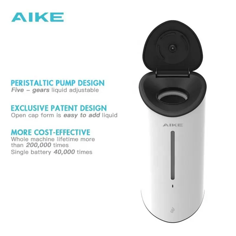 AIKE-dispensador automático de jabón líquido, dispensador de jabón de espuma para baño, con Sensor montado en la pared, de plástico, para lavado de manos, 850ML