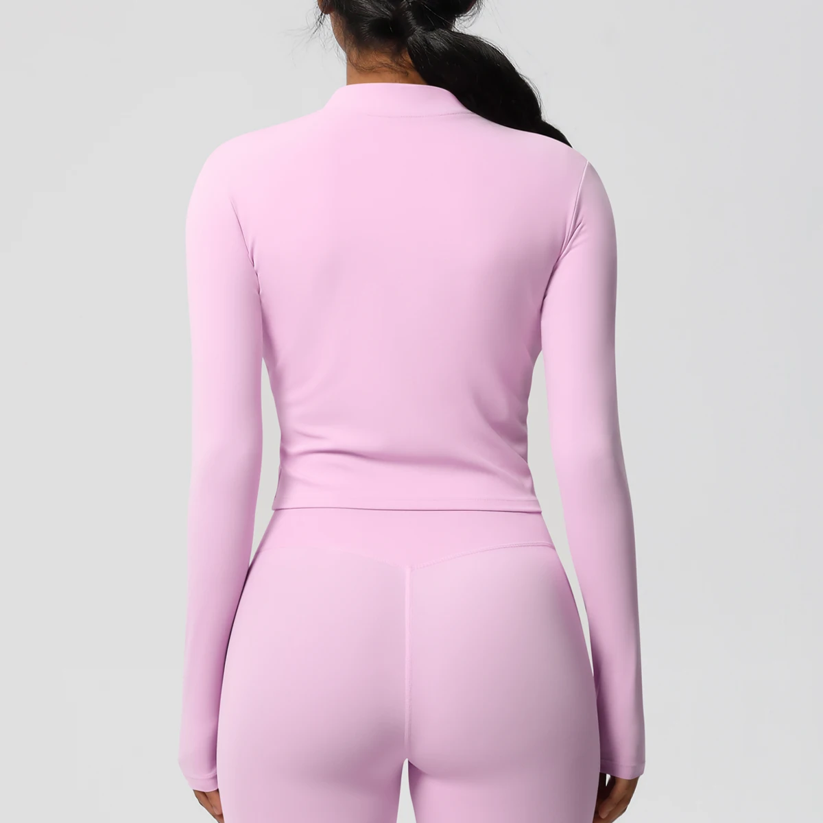 Zipper Jacket Women Crop Top Seamless Yoga Jacket Solid Sports Top Long Sleeve Running Shirts Quick Dry Fitness Gym Sport Wear