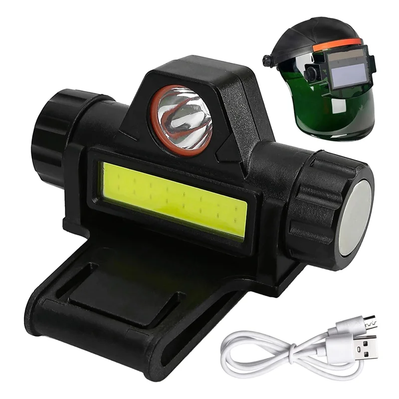 Luz recarregável para capacete de soldagem ABKY com farol versátil e lanterna para escurecimento automático e farol forte
