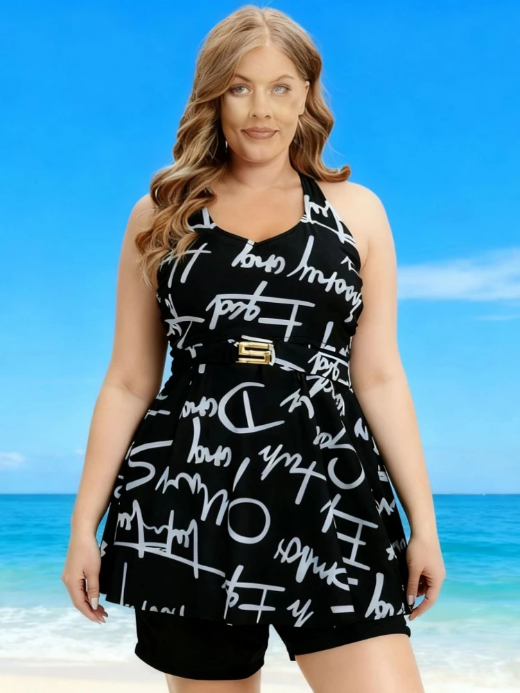 

Купальник-бикини с высокой талией больших размеров L-4XL, женский, пуш-ап, большие размеры 3XL 4XL, летний, с контролем живота, комплекты бикини