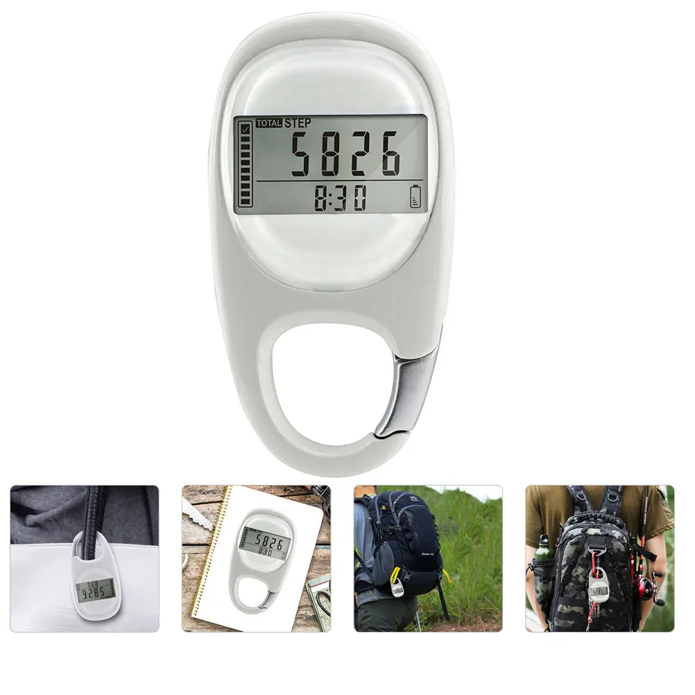 

3D Pedometer Type ABS Material Fitness Tool Small Size Running Step Counter Sports Accessories Carabiner